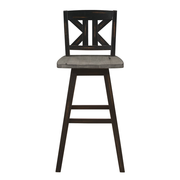 Amsonia Gray/Black Divided X-Back Swivel Pub Height Chairs, Set of 2