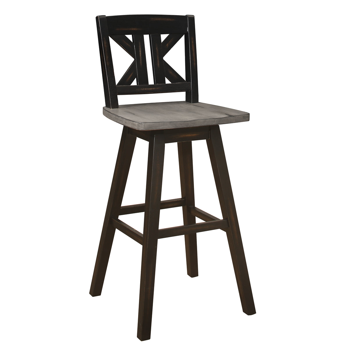 Amsonia Gray/Black Divided X-Back Swivel Pub Height Chairs, Set of 2 from Homelegance - Luna Furniture