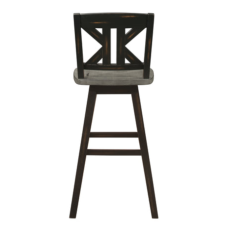 Amsonia Gray/Black Divided X-Back Swivel Pub Height Chairs, Set of 2 from Homelegance - Luna Furniture