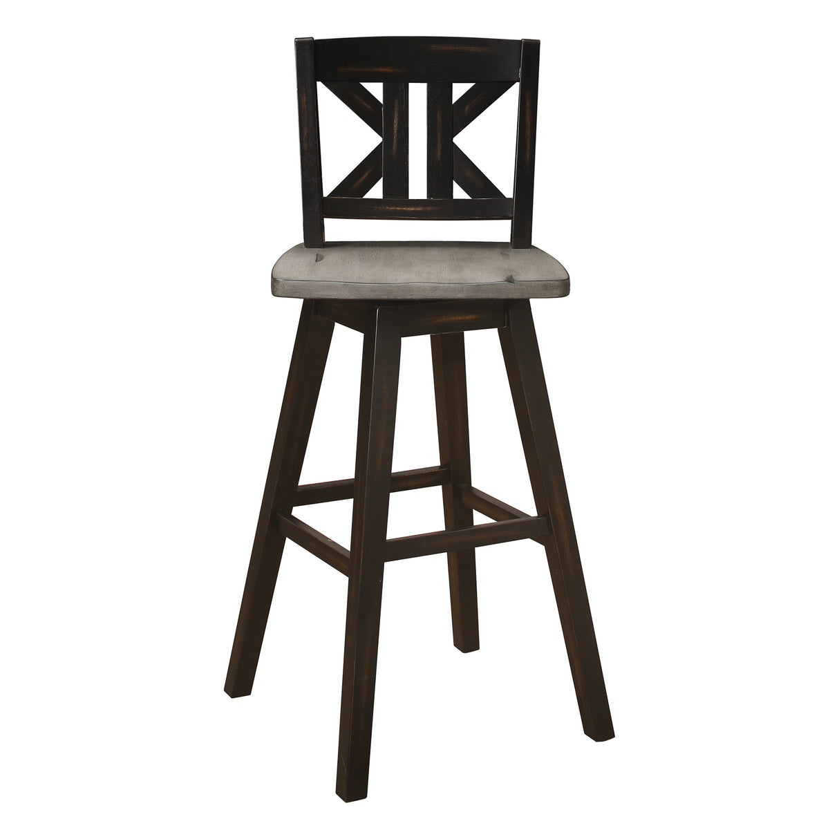 Amsonia Gray/Black Divided X-Back Swivel Pub Height Chairs, Set of 2 from Homelegance - Luna Furniture