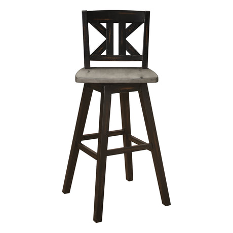 Amsonia Gray/Black Divided X-Back Swivel Pub Height Chairs, Set of 2 from Homelegance - Luna Furniture