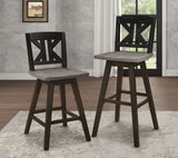 Amsonia Gray/Black Divided X-Back Swivel Pub Height Chairs, Set of 2 from Homelegance - Luna Furniture