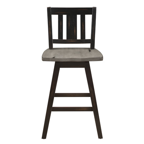 Amsonia Gray/Black Slat Back Swivel Counter Height Chairs, Set of 2 from Homelegance - Luna Furniture