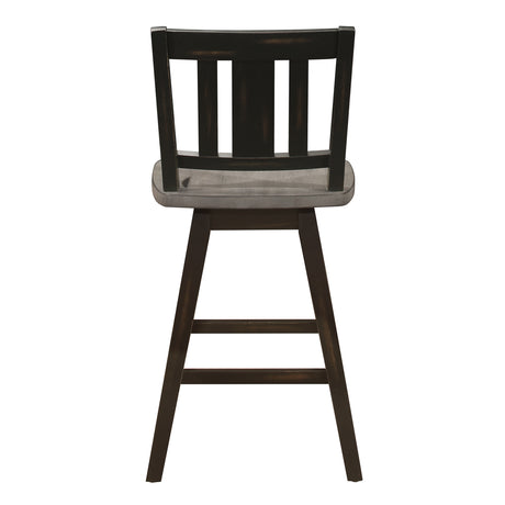 Amsonia Gray/Black Slat Back Swivel Counter Height Chairs, Set of 2 from Homelegance - Luna Furniture