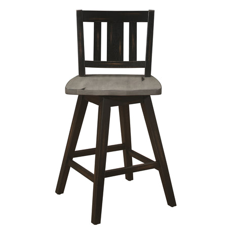 Amsonia Gray/Black Slat Back Swivel Counter Height Chairs, Set of 2 from Homelegance - Luna Furniture