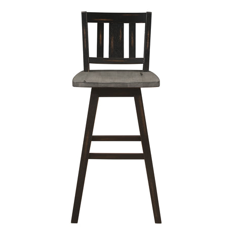 Amsonia Gray/Black Slat Back Swivel Pub Height Chairs, Set of 2 from Homelegance - Luna Furniture