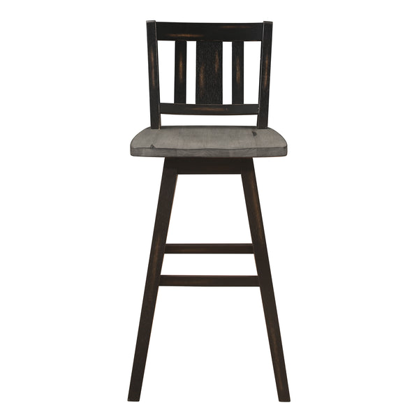Amsonia Gray/Black Slat Back Swivel Pub Height Chairs, Set of 2