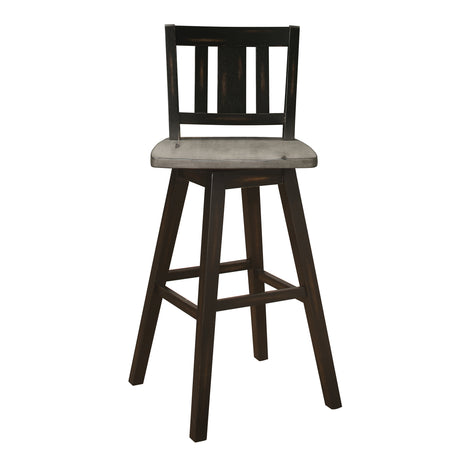 Amsonia Gray/Black Slat Back Swivel Pub Height Chairs, Set of 2 from Homelegance - Luna Furniture