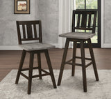 Amsonia Gray/Black Slat Back Swivel Pub Height Chairs, Set of 2 from Homelegance - Luna Furniture