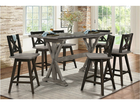 Amsonia Gray/Black X-Back Swivel Counter Height Chair, Set of 2 from Homelegance - Luna Furniture