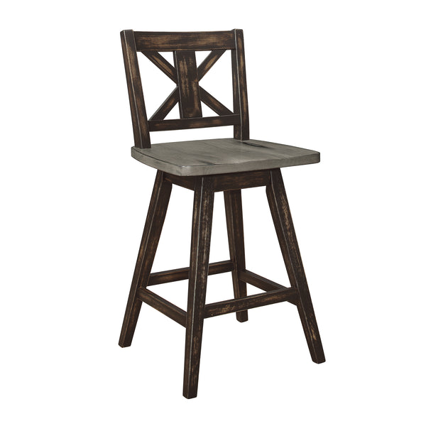 Amsonia Gray/Black X-Back Swivel Counter Height Chair, Set of 2
