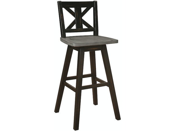 Amsonia Gray/Black X-Back Swivel Pub Height Chairs, Set of 2