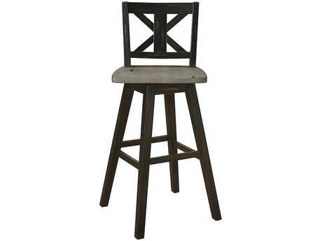 Amsonia Gray/Black X-Back Swivel Pub Height Chairs, Set of 2 from Homelegance - Luna Furniture