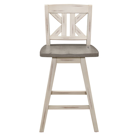 Amsonia Gray/White Divided X-Back Swivel Counter Height Chairs, Set of 2 from Homelegance - Luna Furniture