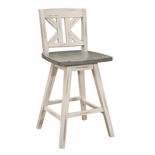 Amsonia Gray/White Divided X-Back Swivel Counter Height Chairs, Set of 2