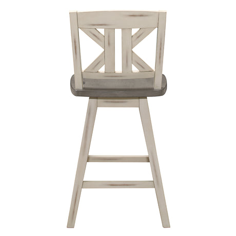 Amsonia Gray/White Divided X-Back Swivel Counter Height Chairs, Set of 2 from Homelegance - Luna Furniture