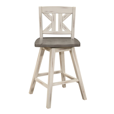 Amsonia Gray/White Divided X-Back Swivel Counter Height Chairs, Set of 2 from Homelegance - Luna Furniture