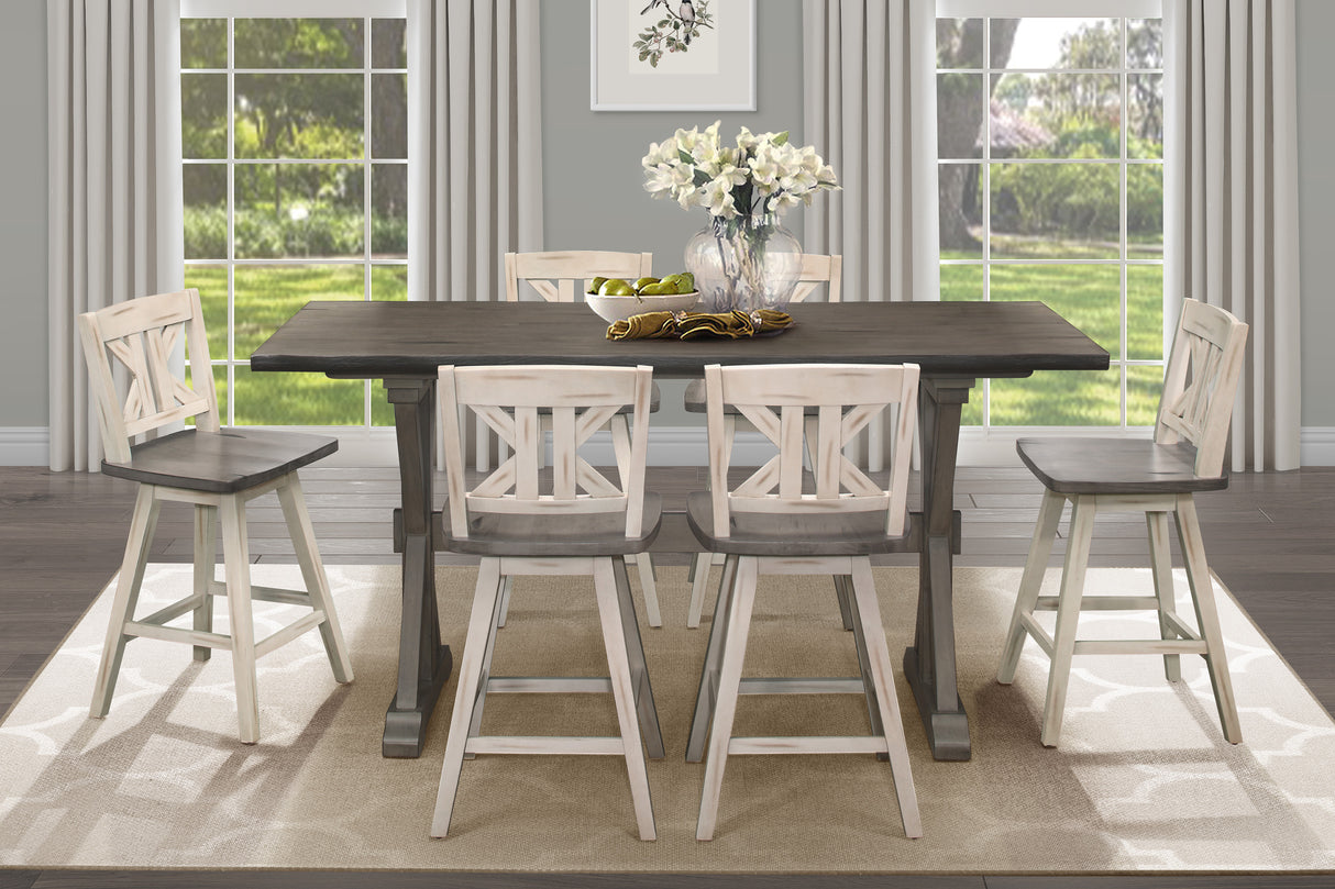 Amsonia Gray/White Divided X-Back Swivel Counter Height Chairs, Set of 2 from Homelegance - Luna Furniture
