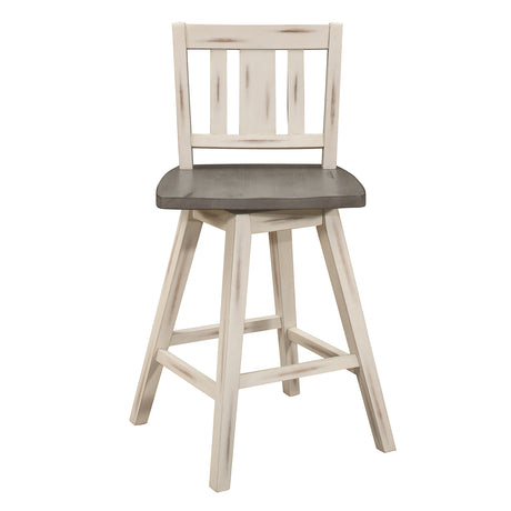 Amsonia Gray/White Slat Back Swivel Counter Height Chairs, Set of 2 from Homelegance - Luna Furniture