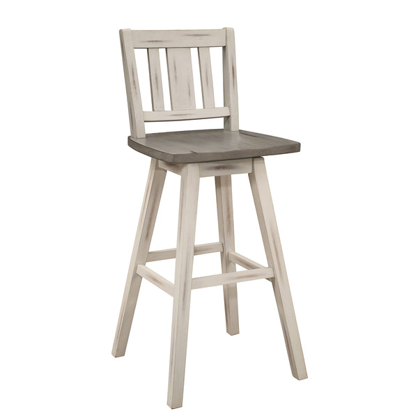 Amsonia Gray/White Slat Back Swivel Pub Height Chairs, Set of 2