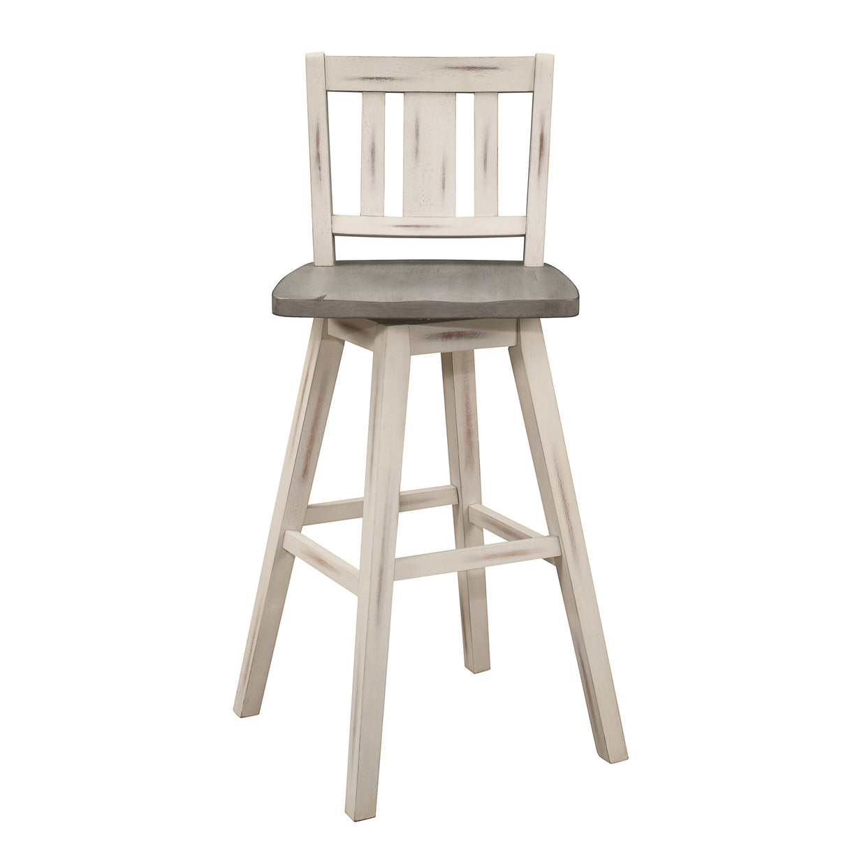 Amsonia Gray/White Slat Back Swivel Pub Height Chairs, Set of 2 from Homelegance - Luna Furniture