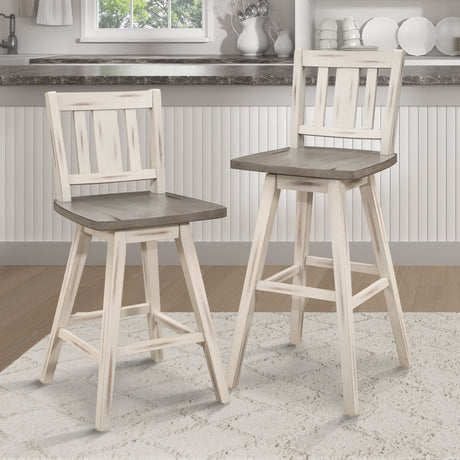 Amsonia Gray/White Slat Back Swivel Pub Height Chairs, Set of 2 from Homelegance - Luna Furniture