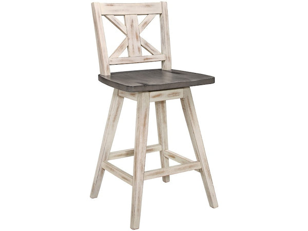 Amsonia Gray/White X-Back Swivel Counter Height Chair, Set of 2