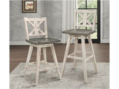 Amsonia Gray/White X-Back Swivel Pub Height Chairs, Set of 2 from Homelegance - Luna Furniture