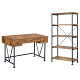 Analiese Antique Nutmeg and Black 2-Piece 3-Drawer Writing Desk Set from Coaster - Luna Furniture
