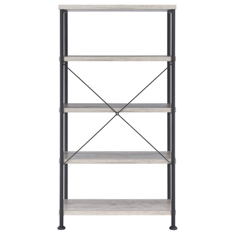 Analiese Gray Driftwood 4-Shelf Bookcase from Coaster - Luna Furniture