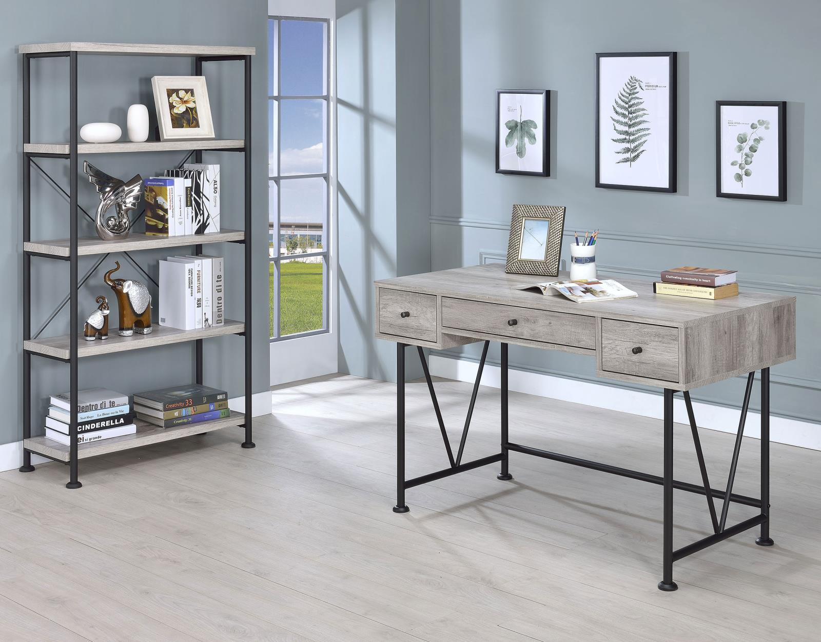 Analiese 4-shelf Bookcase Grey Driftwood - Luna Furniture