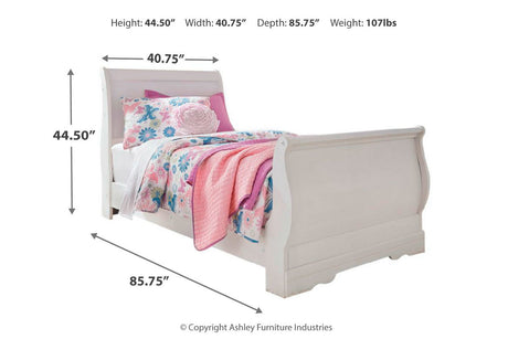 Anarasia White Twin Sleigh Bed from Ashley - Luna Furniture