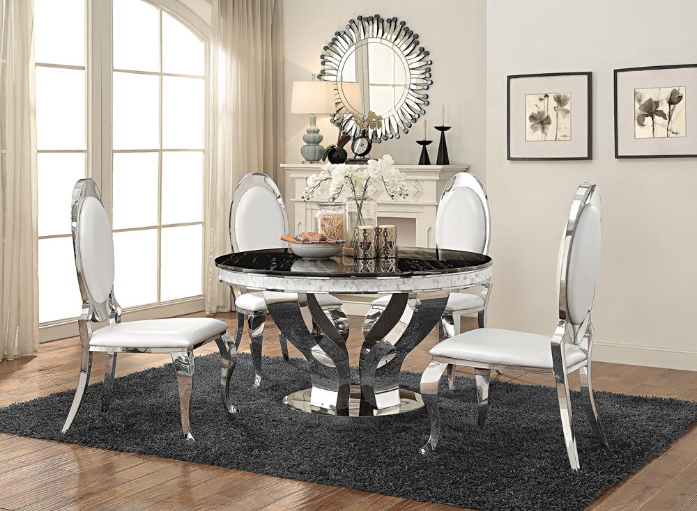 Anchorage Chrome and Black Round Dining Table from Coaster - Luna Furniture