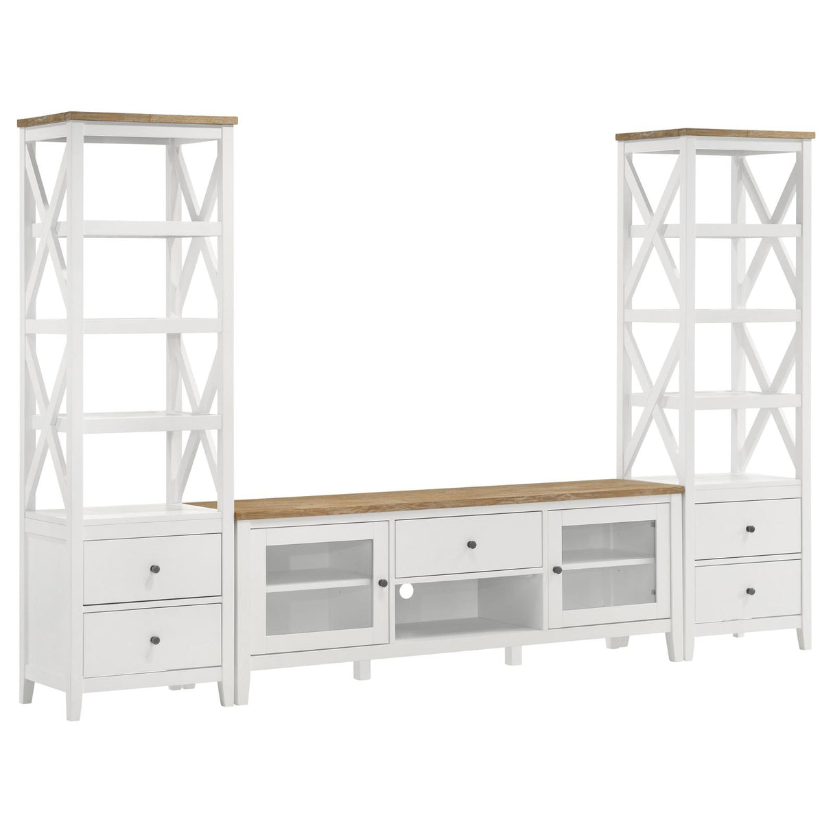 Angela Brown and White 3-Piece Entertainment Center With 67" TV Stand from Coaster - Luna Furniture