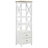Angela Brown and White 4-Shelf Wooden Media Tower with Drawers from Coaster - Luna Furniture