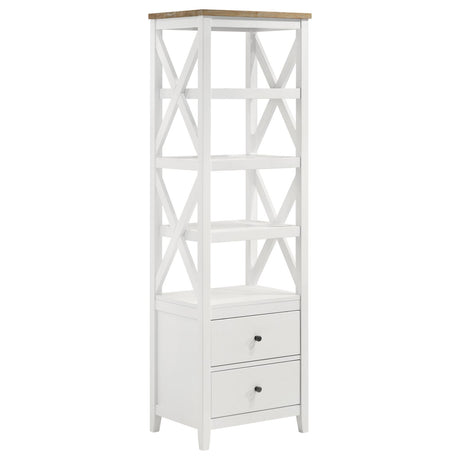 Angela Brown and White 4-Shelf Wooden Media Tower with Drawers from Coaster - Luna Furniture