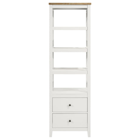 Angela Brown and White 4-Shelf Wooden Media Tower with Drawers from Coaster - Luna Furniture