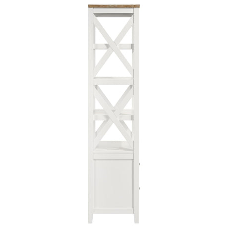 Angela Brown and White 4-Shelf Wooden Media Tower with Drawers from Coaster - Luna Furniture