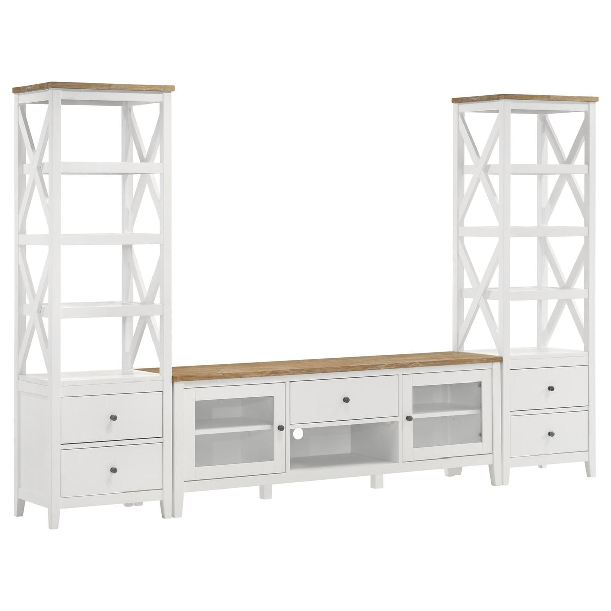 Angela Brown and White 4-Shelf Wooden Media Tower with Drawers from Coaster - Luna Furniture