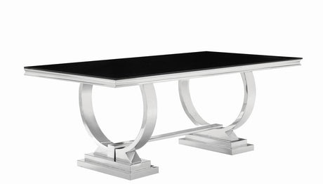Antoine Chrome and Black Rectangular Dining Table from Coaster - Luna Furniture