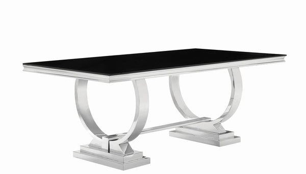 Antoine Chrome and Black Rectangular Dining Table