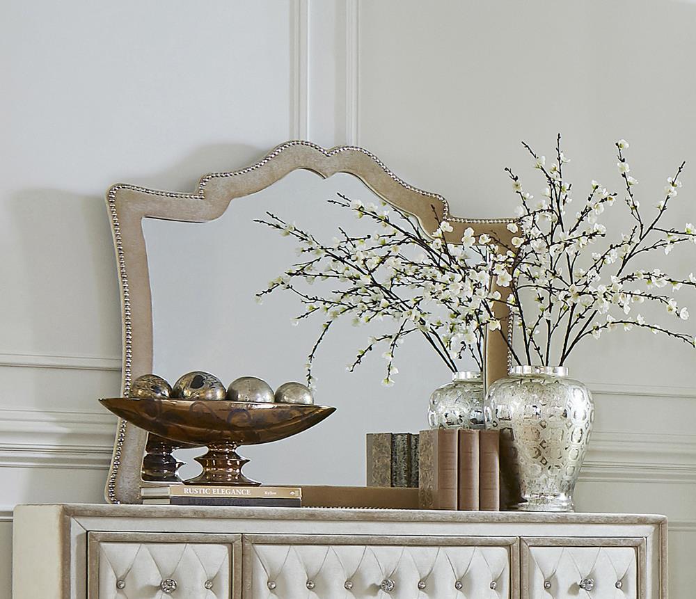 Antonella Camel Mirror with Nailhead Trim (Mirror Only) from Coaster - Luna Furniture
