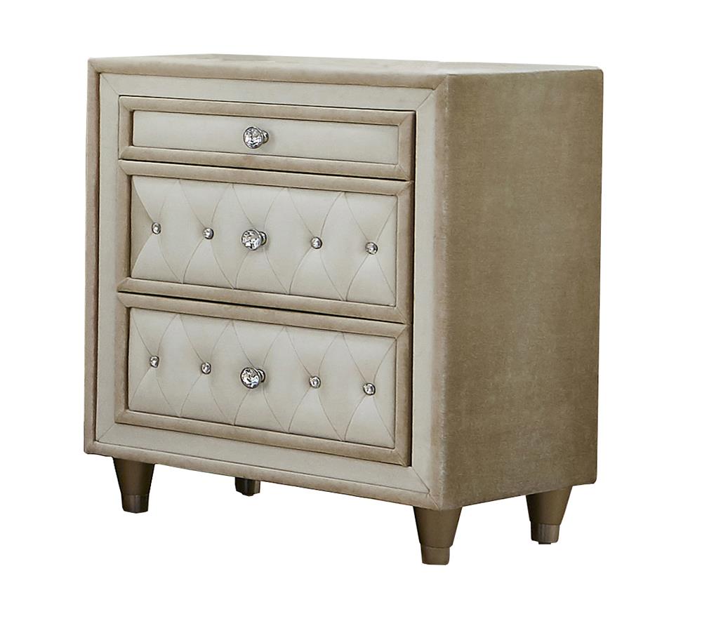 Antonella Ivory and Camel Tufted Upholstered Bedroom Set from Coaster - Luna Furniture