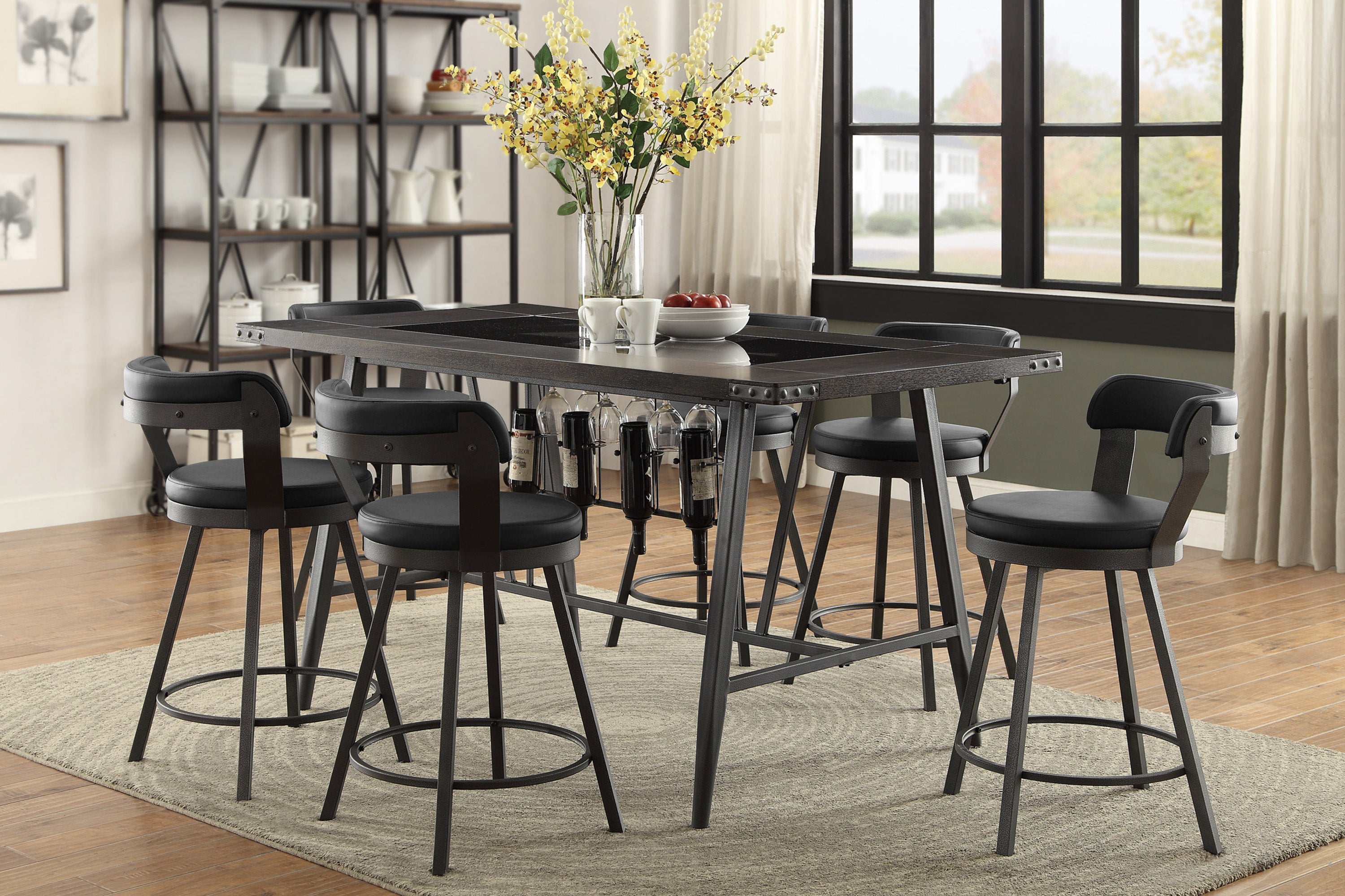 Appert Black Counter Height Chair, Set of 2 | 5566 - Luna Furniture