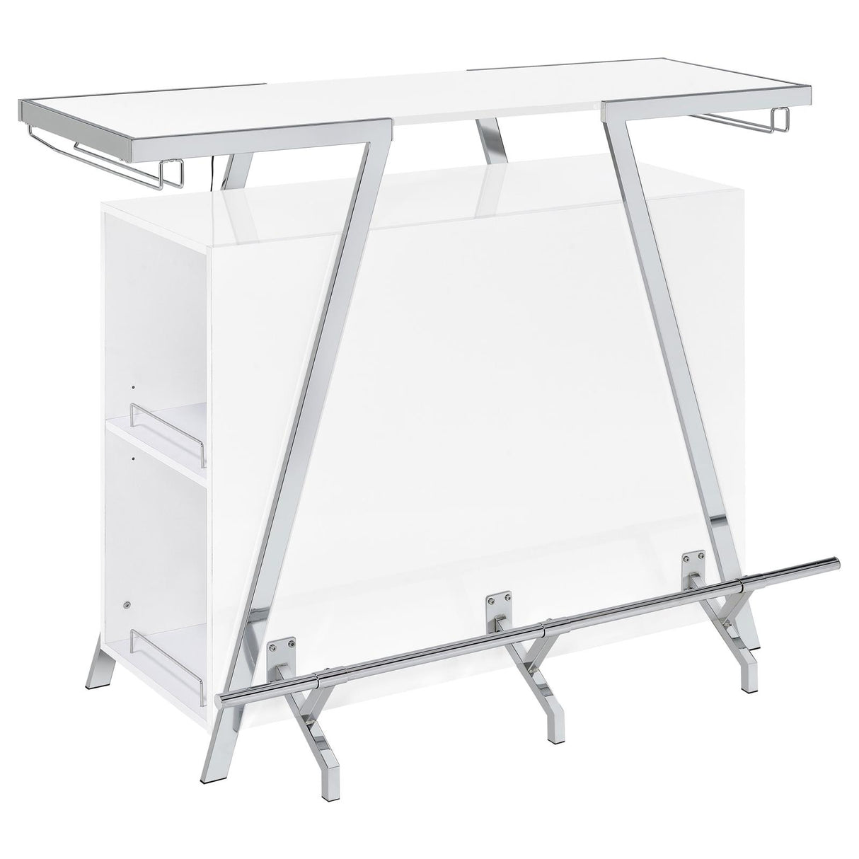 Araceli White High Gloss and Chrome Home Bar Wine Cabinet from Coaster - Luna Furniture