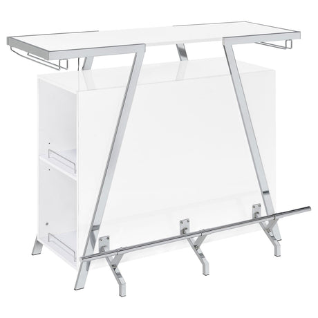 Araceli White High Gloss and Chrome Home Bar Wine Cabinet from Coaster - Luna Furniture