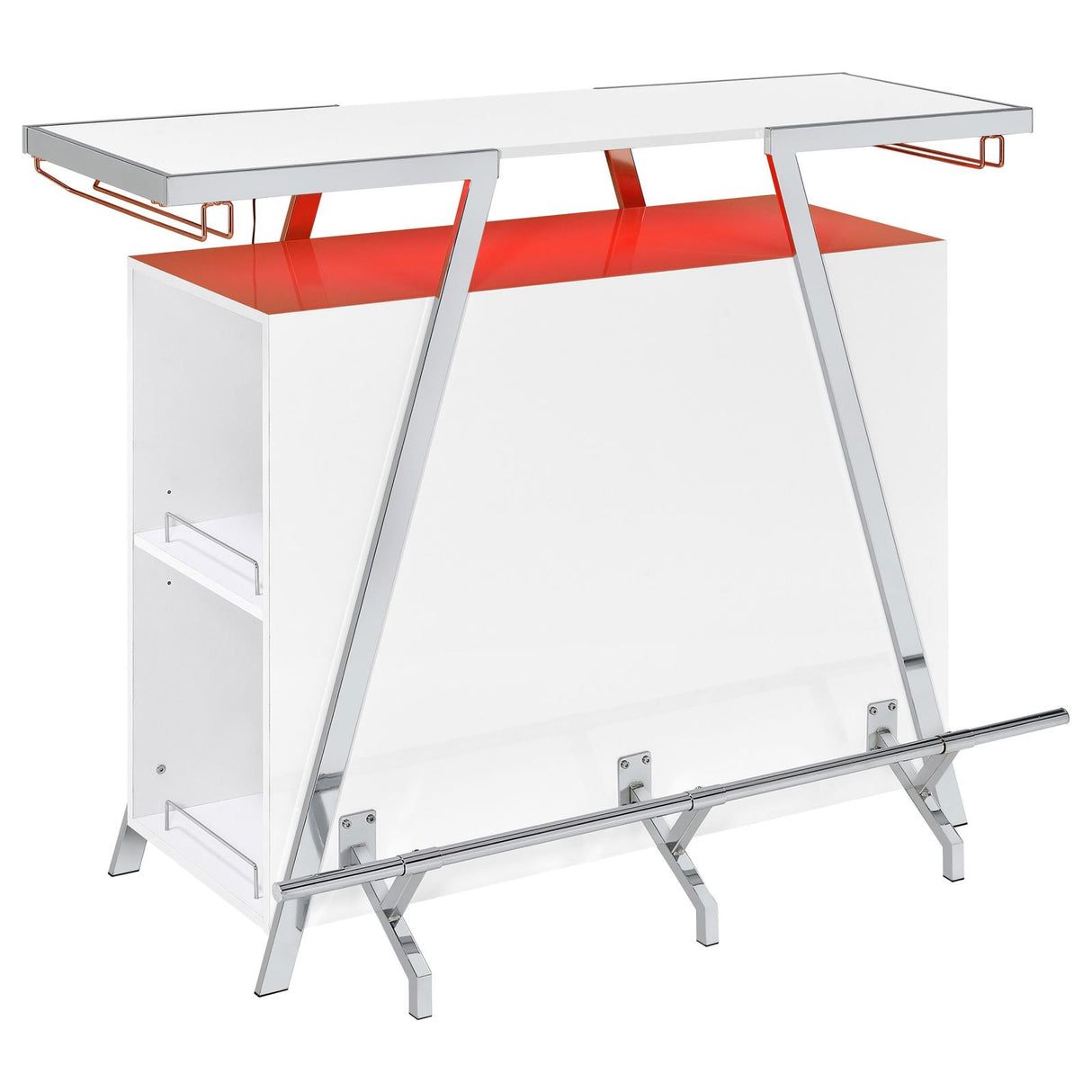 Araceli White High Gloss and Chrome Home Bar Wine Cabinet from Coaster - Luna Furniture