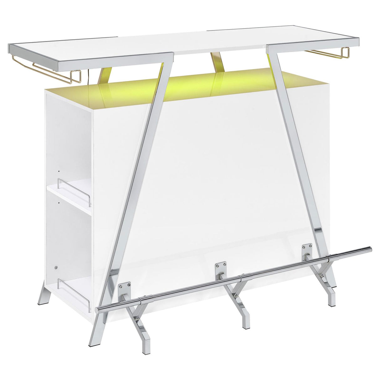 Araceli White High Gloss and Chrome Home Bar Wine Cabinet from Coaster - Luna Furniture