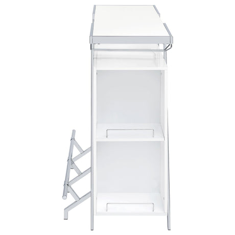 Araceli White High Gloss and Chrome Home Bar Wine Cabinet from Coaster - Luna Furniture
