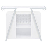 Araceli White High Gloss and Chrome Home Bar Wine Cabinet from Coaster - Luna Furniture